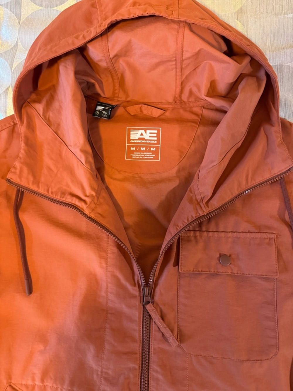 American Eagle Outfitters Rust Hooded Lightweight Jacket - Picture 2 of 2